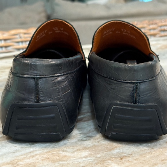 Men’s DONALD PLINER Iggy crocodile embossed navy blue driving loafers- Size 12 - Picture 4 of 8